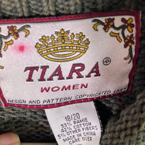 Womens Vintage 80s Tiara Floral Sweater Cottagecore 18/20 Ramie Cotton Other Gre - Picture 7 of 8